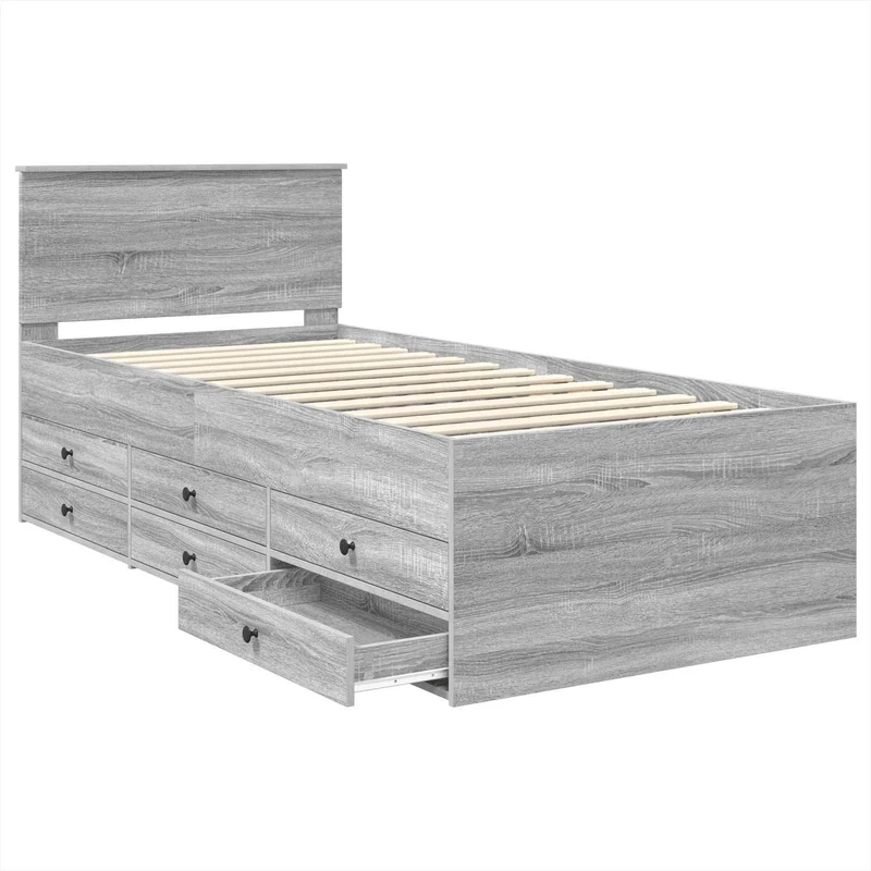 Daybed Manual Grey Sonoma and Black 75 x 190 cm Engineered Wood