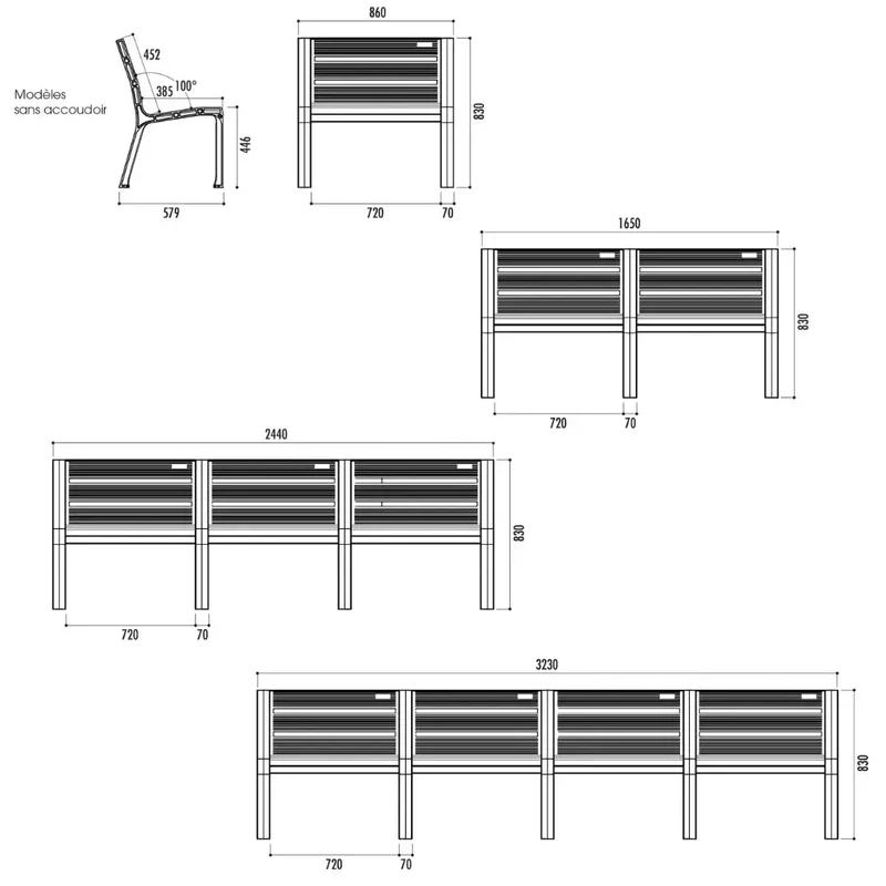 Banc Modo plastique éco 3 pieds