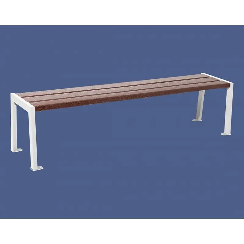 Banquette Silaos acier et plastique recyclé 1 800 mm, lames marron de 40 mm, sans dossier