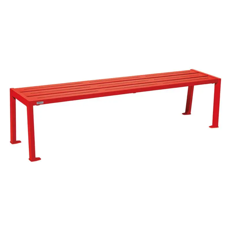 Banquette Silaos acier 1 800 mm sans dossier, assise en tôle galvanisée, monochrome ou bicolore