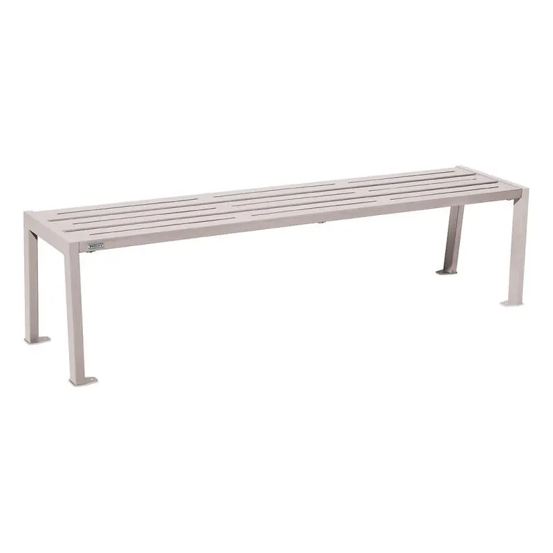 Banquette Silaos acier 1 800 mm sans dossier, assise en tôle galvanisée, monochrome ou bicolore