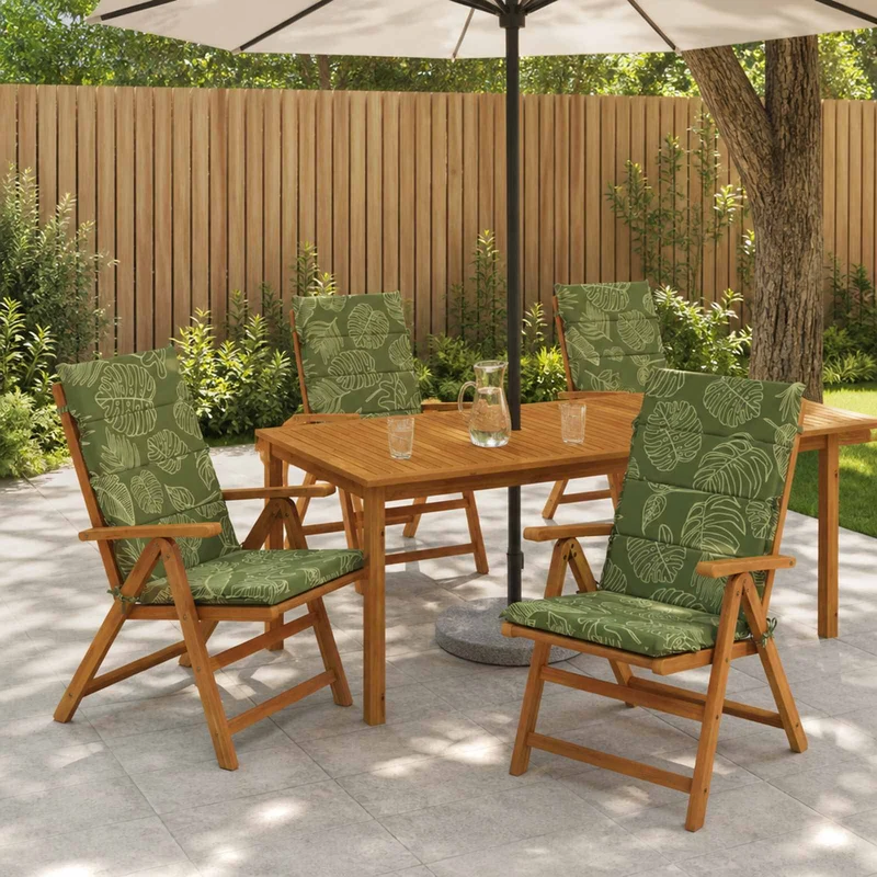 High Back Chair Cushion GEMERT 4 pcs 100% Polyester Leaf Design
