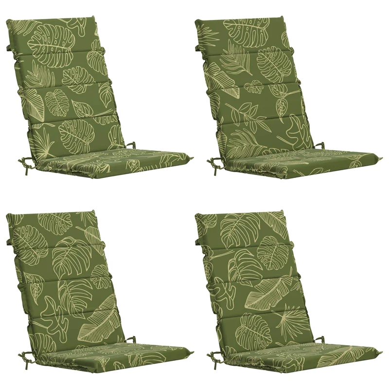 High Back Chair Cushion GEMERT 4 pcs 100% Polyester Leaf Design
