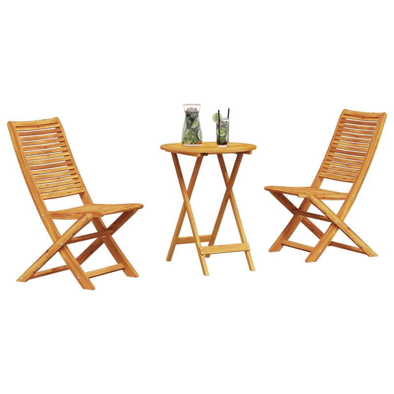 Folding Bistro Set 3 pcs Brown Solid Acacia Wood