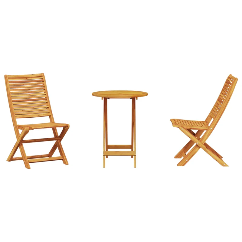 Folding Bistro Set 3 pcs Brown Solid Acacia Wood