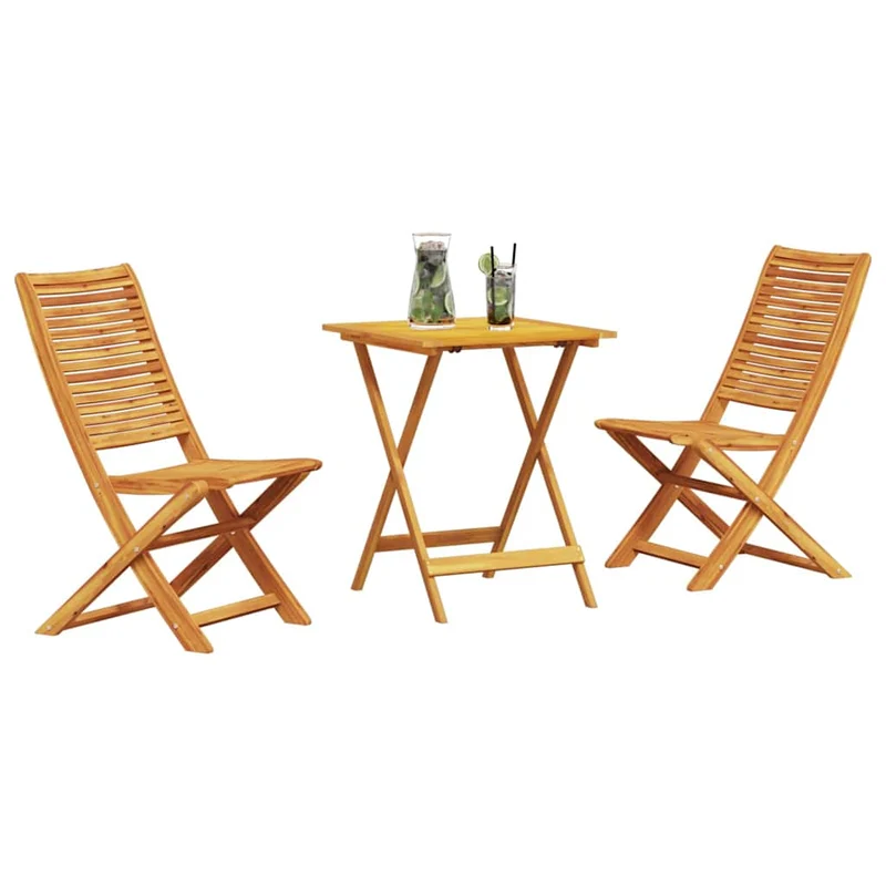 Folding Bistro Set 3 pcs Brown Solid Acacia Wood