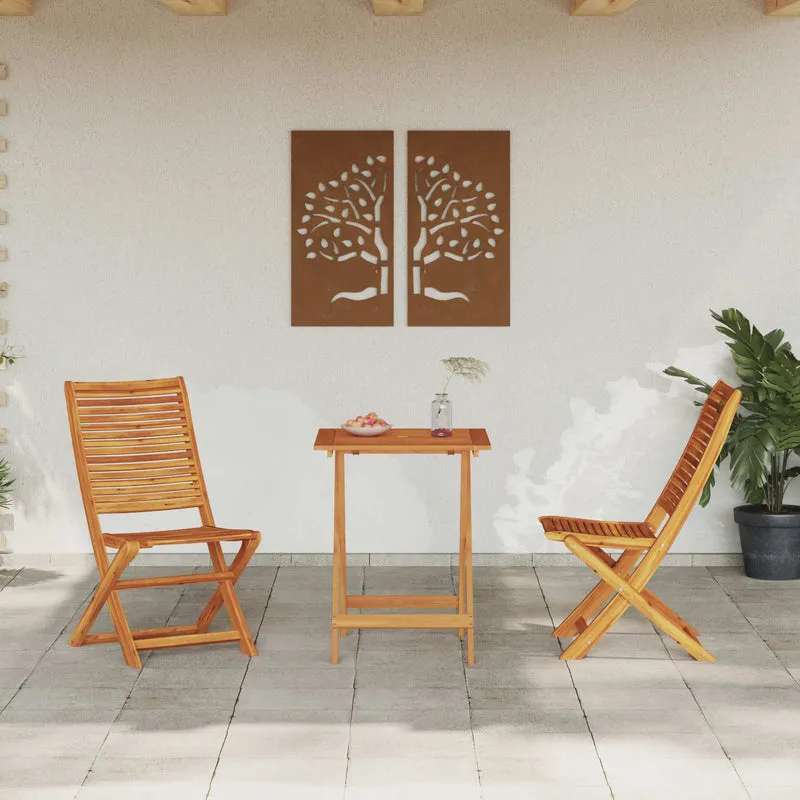 Folding Bistro Set 3 pcs Brown Solid Acacia Wood