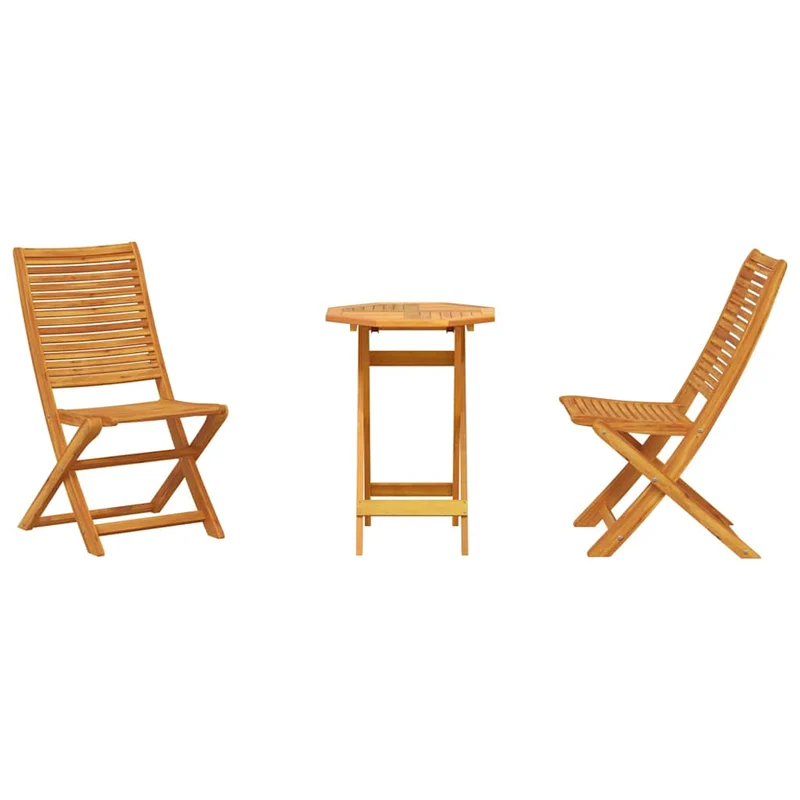 Folding Bistro Set 3 pcs 2-Seaters Brown Solid Acacia Wood