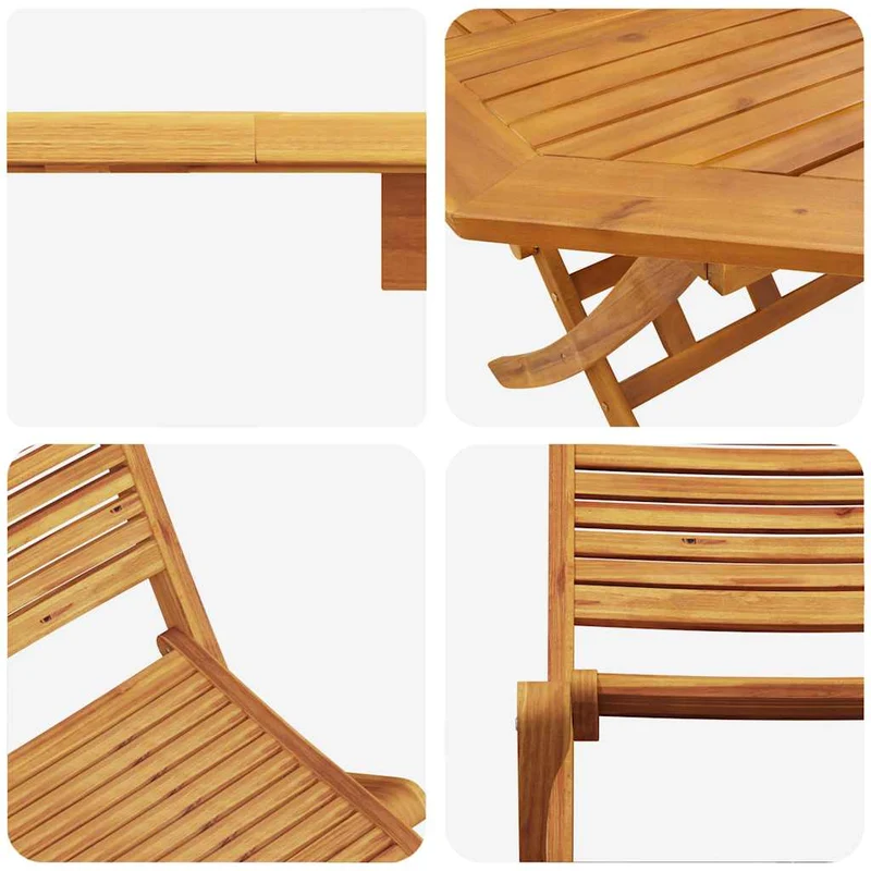 Folding Bistro Set 3 pcs 2-Seaters Brown Solid Acacia Wood