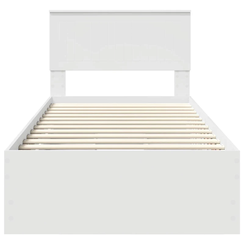 Bed Frame with Drawer White 90 x 200 cm Engineer Wood