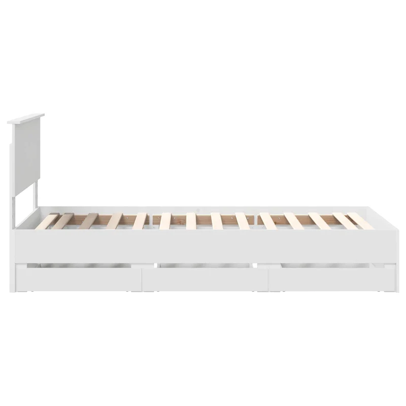 Bed Frame with Drawer White 90 x 200 cm Engineer Wood