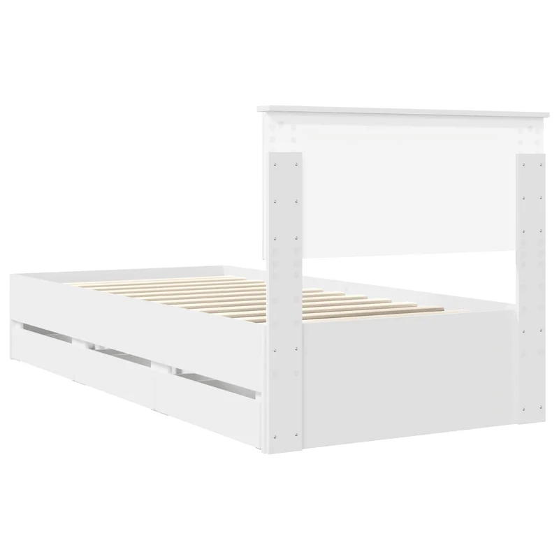 Bed Frame with Drawer White 90 x 200 cm Engineer Wood