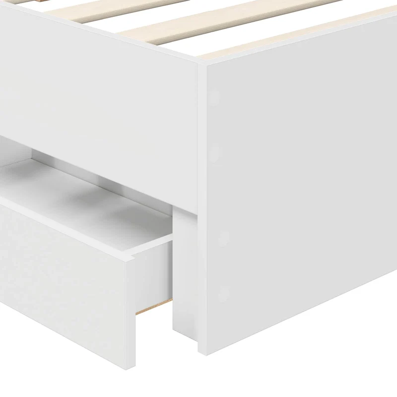 Bed Frame with Drawer White 90 x 200 cm Engineer Wood