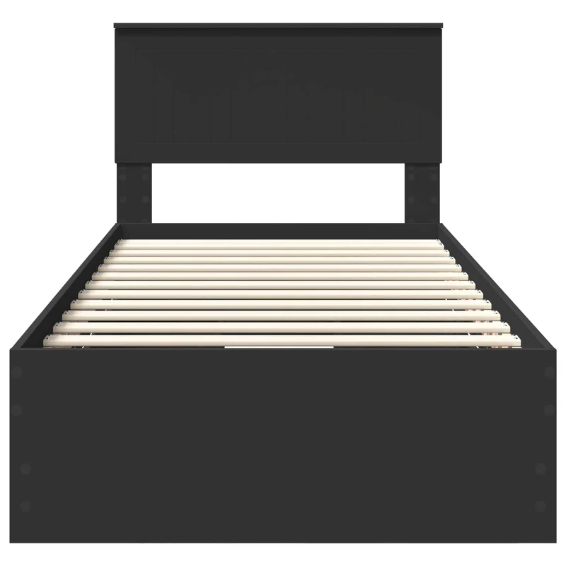 Bed Frame with Drawer Black 90 x 200 cm Engineer Wood