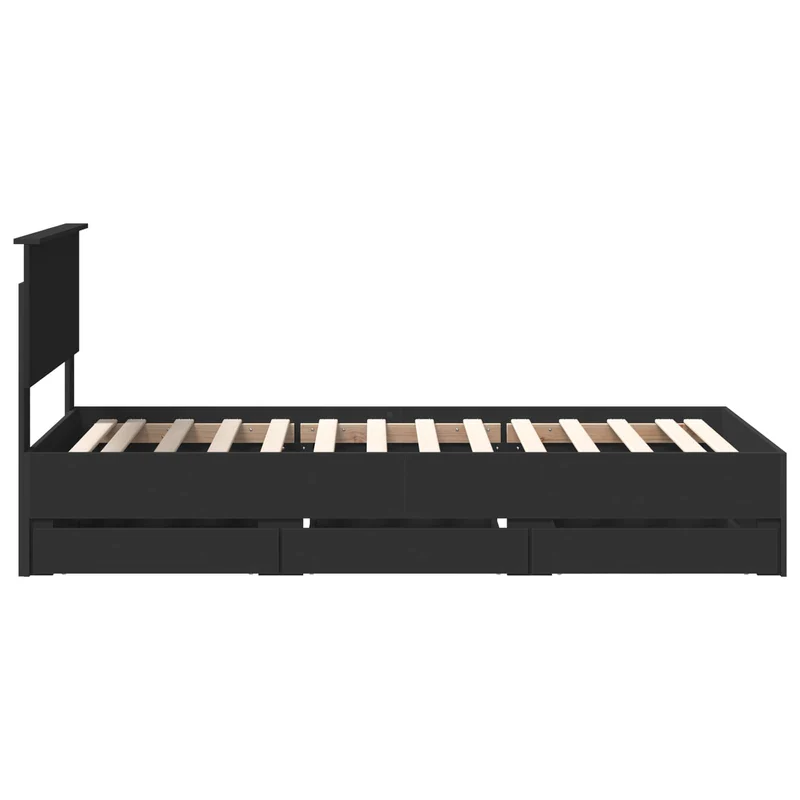 Bed Frame with Drawer Black 90 x 200 cm Engineer Wood