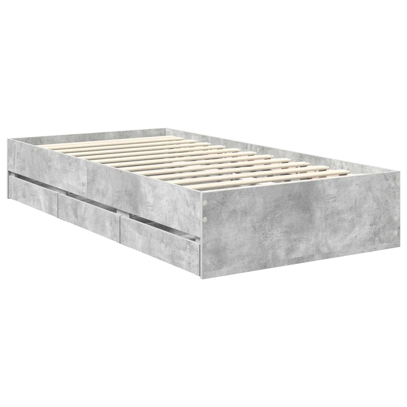 Bed Frame with Drawer Concrete Grey 90 x 200 cm Engineer Wood