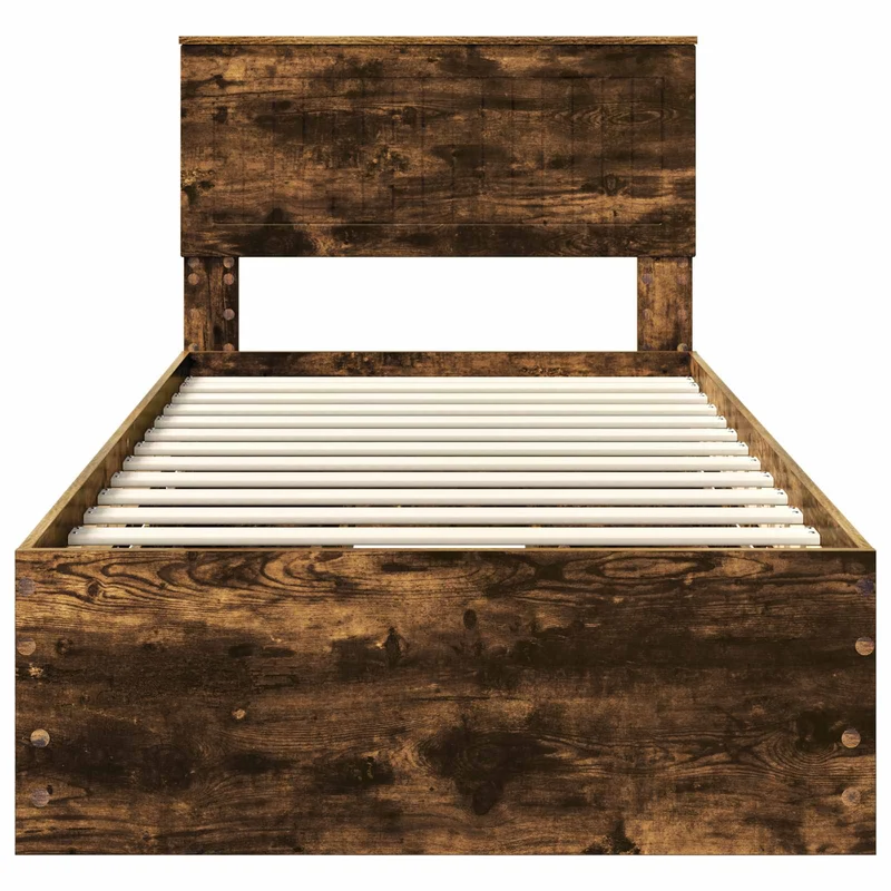 Bed Frame with Drawer Smoked Oak 90 x 200 cm Engineer Wood