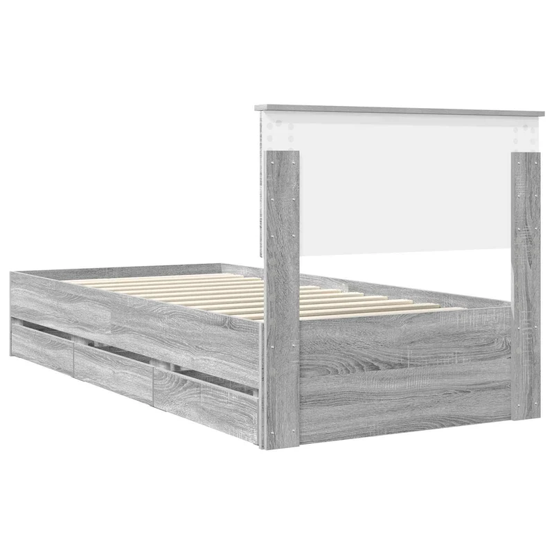Bed Frame with Drawer Grey Sonoma 90 x 200 cm Engineer Wood