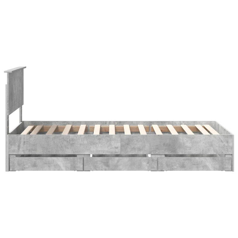 Bed Frame with Drawer Concrete Grey 90 x 190 cm Engineer Wood