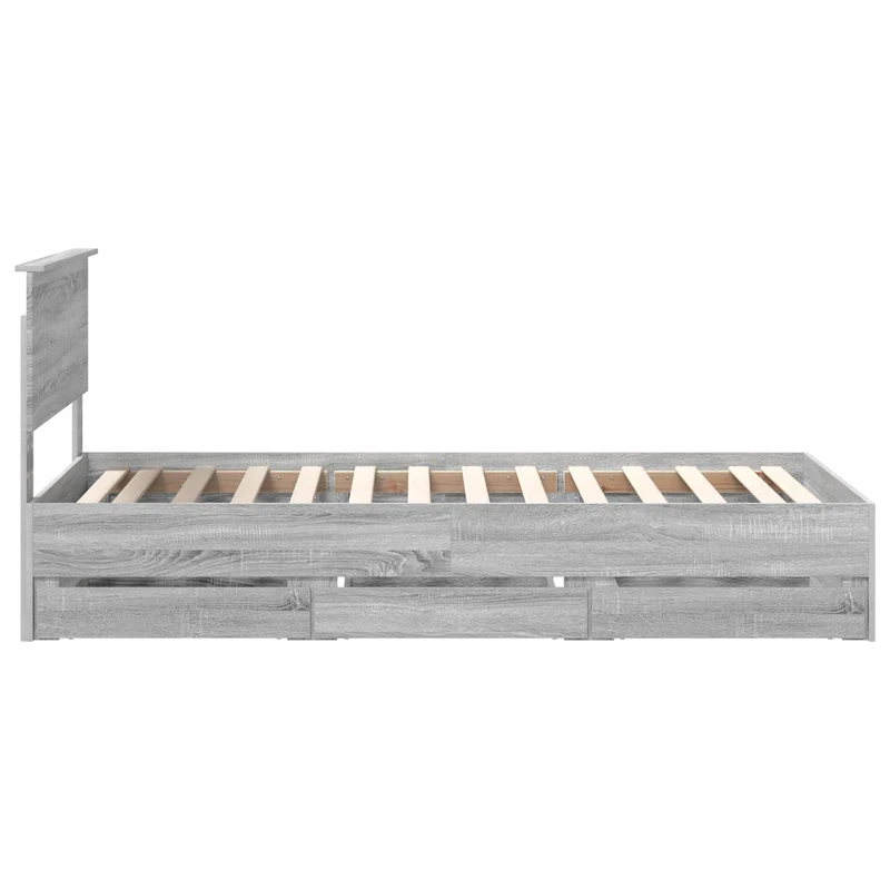 Bed Frame with Drawer Grey Sonoma 90 x 190 cm Engineer Wood