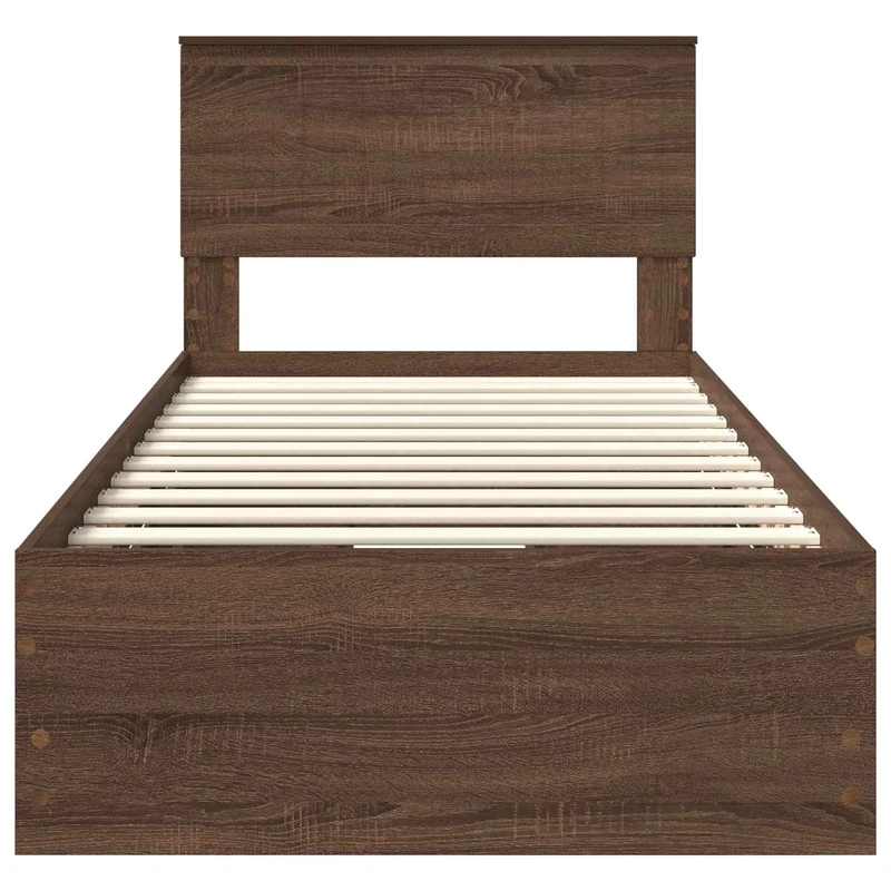 Bed Frame with Drawer Brown Oak 90 x 190 cm Engineer Wood