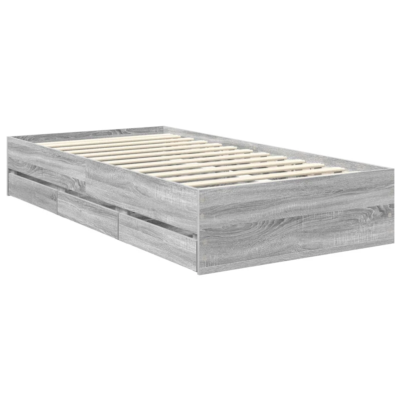 Bed Frame with Drawer Grey Sonoma 100 x 200 cm Engineer Wood