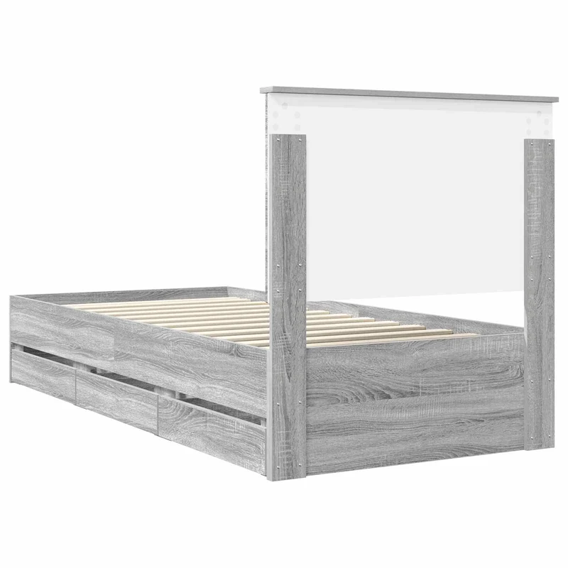 Bed Frame with Drawer Grey Sonoma 100 x 200 cm Engineer Wood