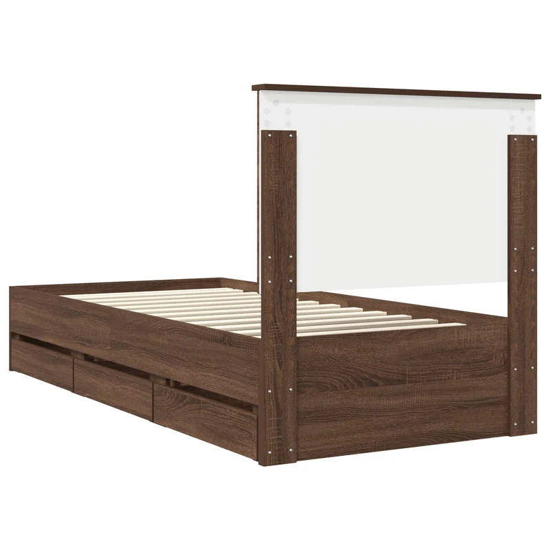 Bed Frame with Drawer Brown Oak 100 x 200 cm Engineer Wood