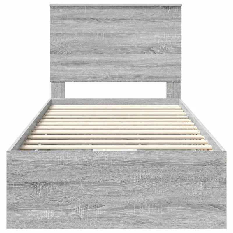 Bed Frame with Drawer Grey Sonoma 90 x 190 cm Engineer Wood