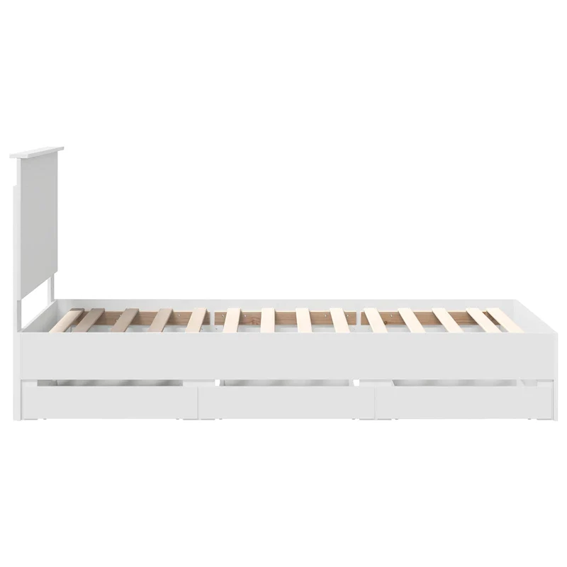 Bed Frame with Drawer White 90 x 200 cm Engineer Wood