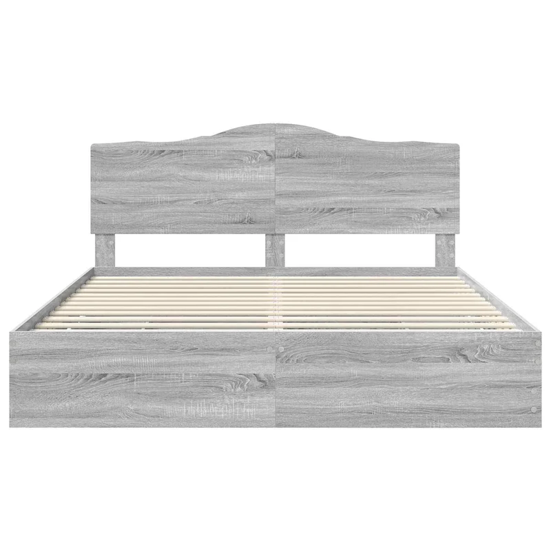 Bed Frame with Drawer Grey Sonoma 200 x 200 cm Engineer Wood