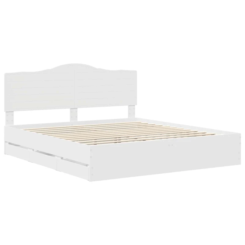 Bed Frame with Drawer White 180 x 200 cm Engineer Wood