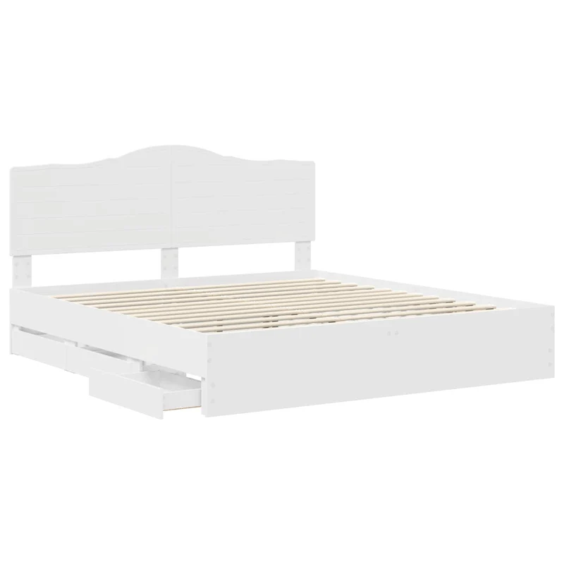 Bed Frame with Drawer White 180 x 200 cm Engineer Wood