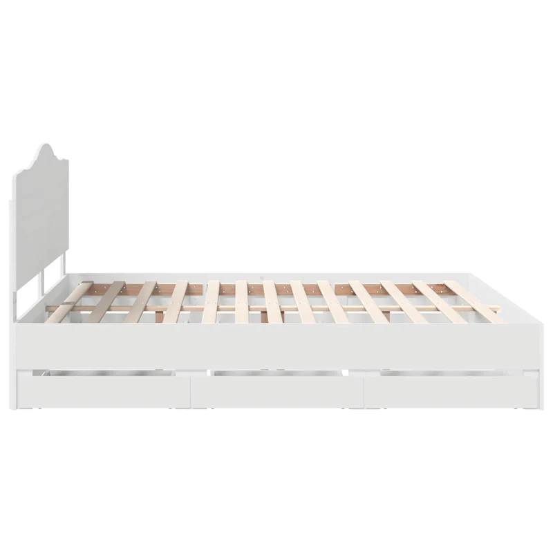 Bed Frame with Drawer White 180 x 200 cm Engineer Wood