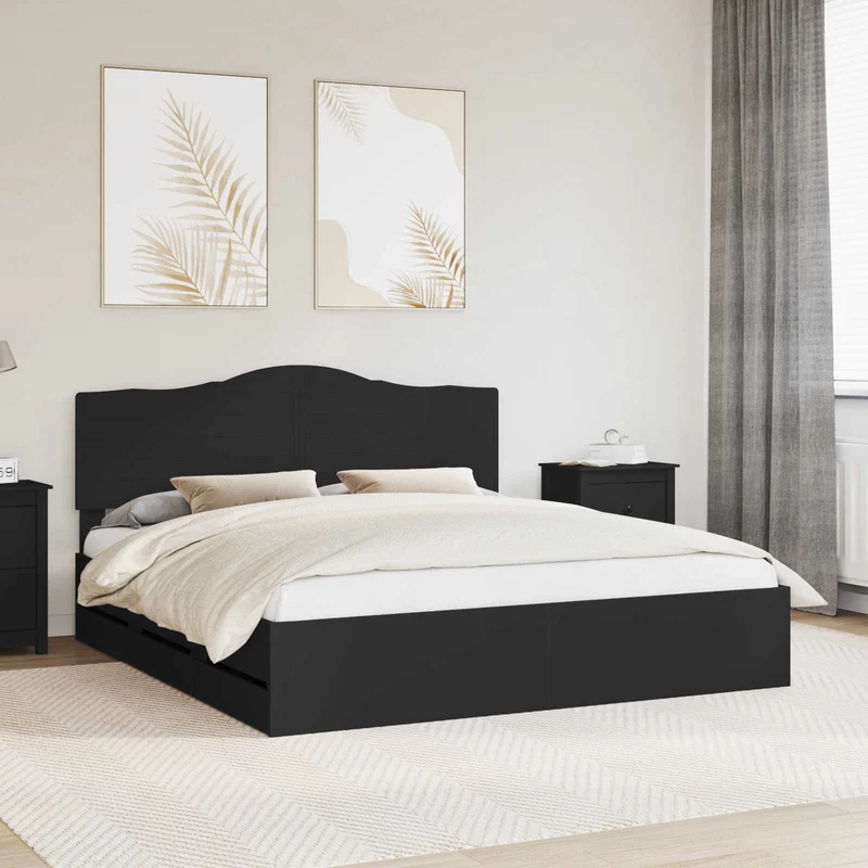 Bed Frame with Drawer Black 180 x 200 cm Engineer Wood