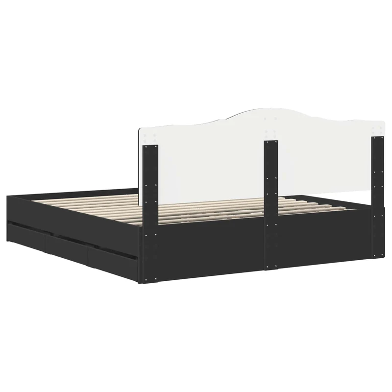 Bed Frame with Drawer Black 180 x 200 cm Engineer Wood