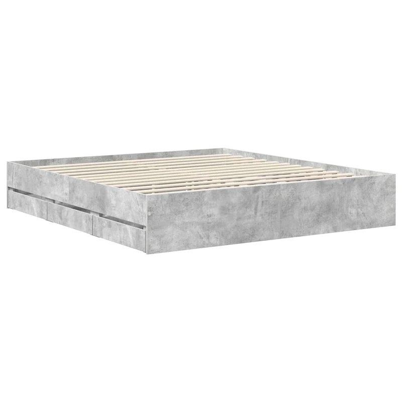 Bed Frame with Drawer Concrete Grey 180 x 200 cm Engineer Wood