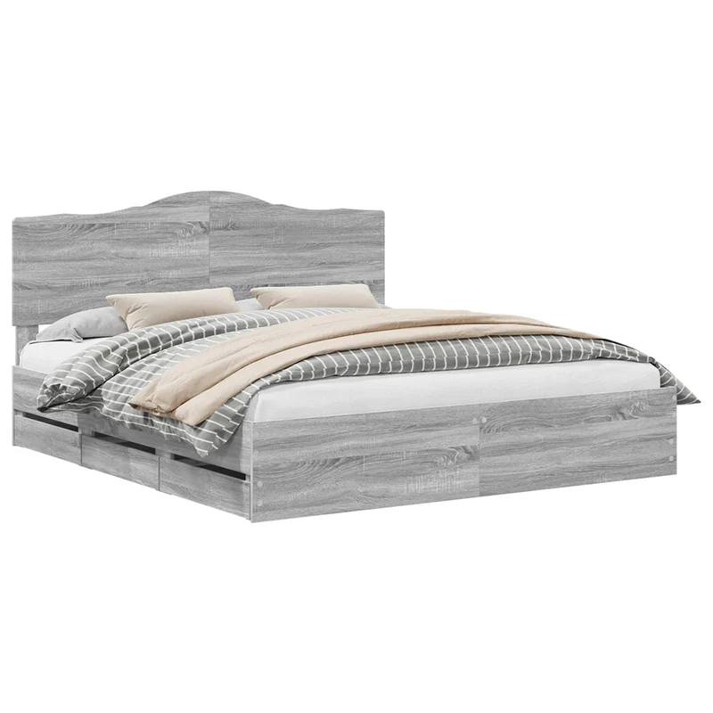 Bed Frame with Drawer Grey Sonoma 180 x 200 cm Engineer Wood