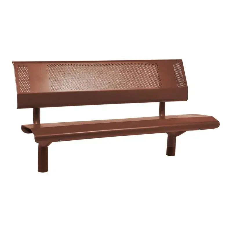 Banc métal Oslo 1 500 ou 1 800 mm, tôle acier perforée 2,5 mm, structure tube Ø 76 mm, avec ou sans embase