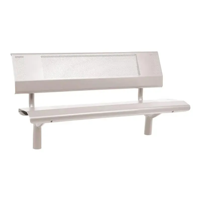 Banc métal Oslo 1 500 ou 1 800 mm, tôle acier perforée 2,5 mm, structure tube Ø 76 mm, avec ou sans embase