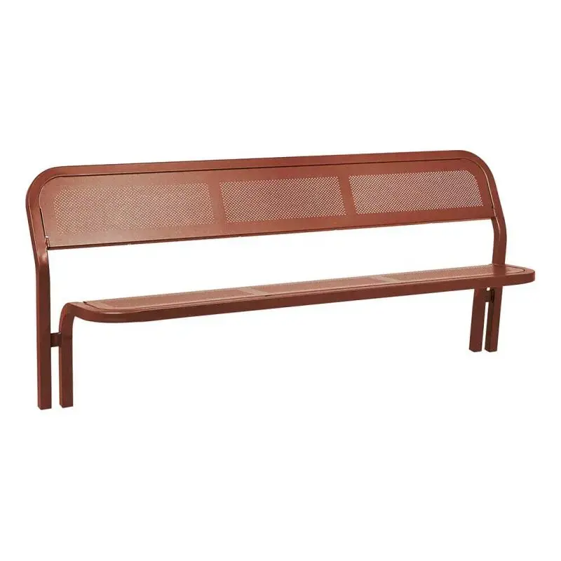 Banc métal Conviviale® 2 000 mm, assise et dossier en tôle perforée, tube acier 40 x 40 mm, à sceller