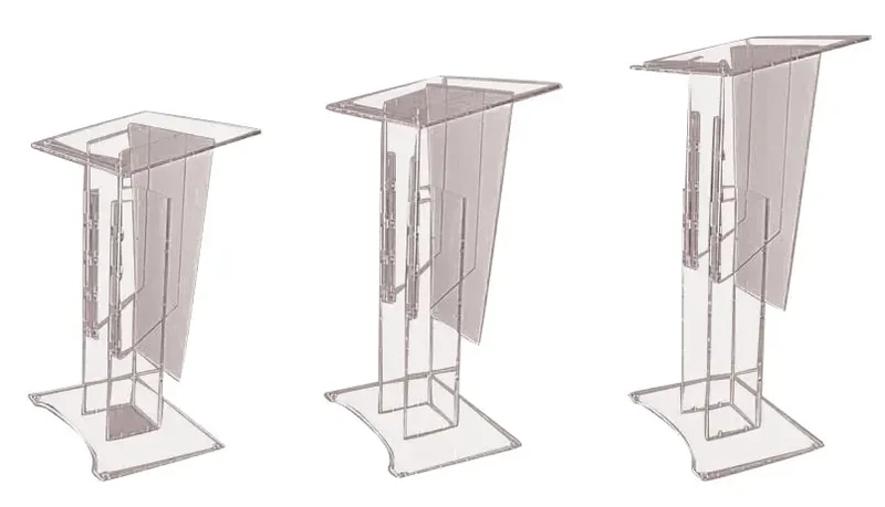 Pupitre de conférence plexiglas réglable en hauteur, 3 positions