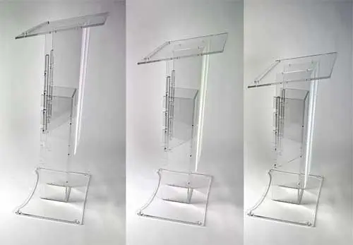 Pupitre de conférence plexiglas réglable en hauteur, 3 positions
