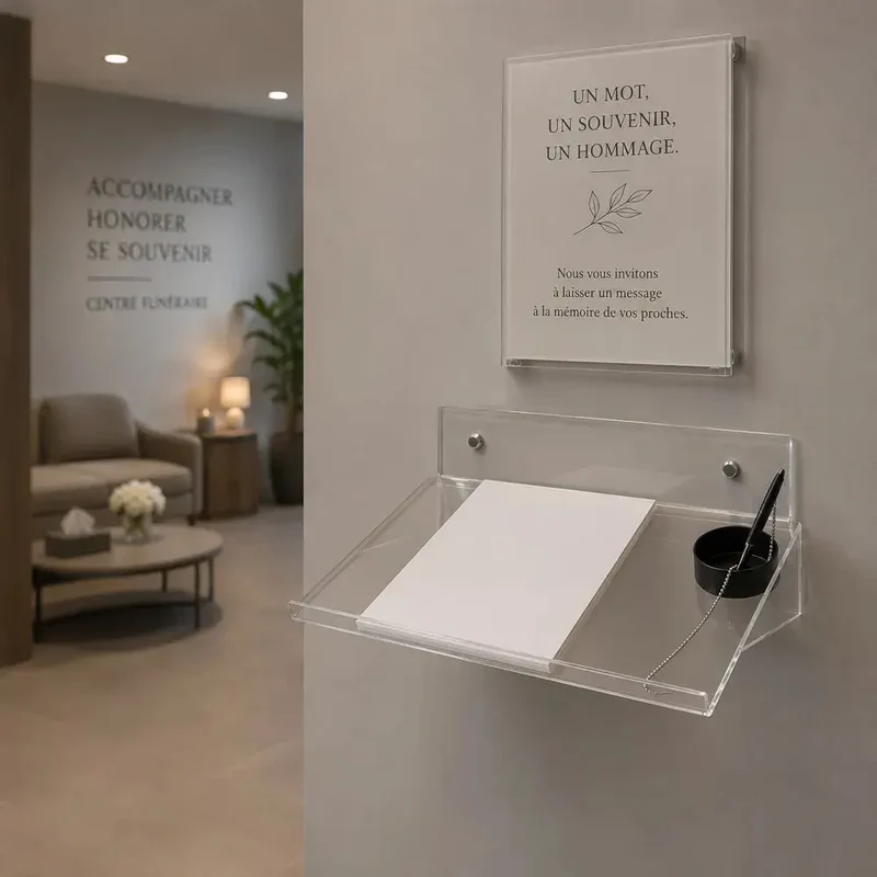 Tablette écritoire murale en plexiglas, fixe ou rabattable