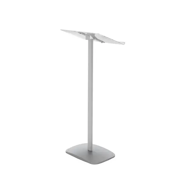 Pupitre lutrin Alu-Cristal, pied aluminium et tablette plexiglas
