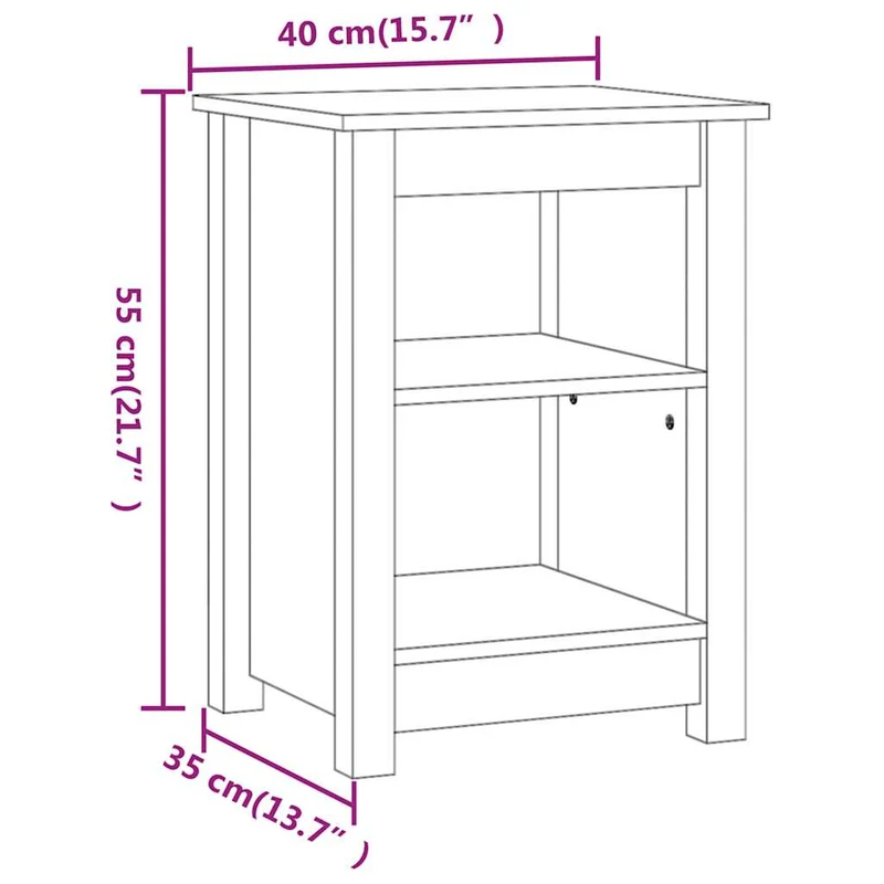 Bedside Cabinet Black 40x35x55 cm Solid Wood Pine