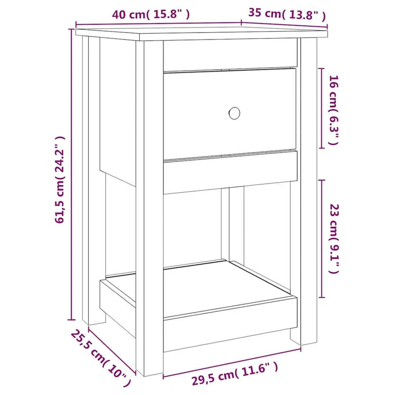 Bedside Cabinets 2 pcs 40x35x61,5 cm Solid Wood Pine