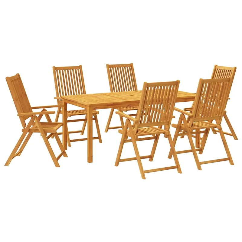 7 Piece Garden Dining Set 180x90x75 cm Solid Wood Acacia