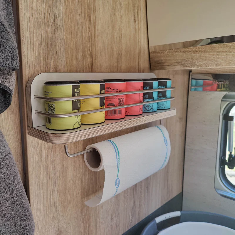 Étagère magnétique pour camping-car et caravane, comme porte-rouleau de cuisine et étagère à épices