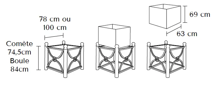 Jardinière Mansart 78 cm